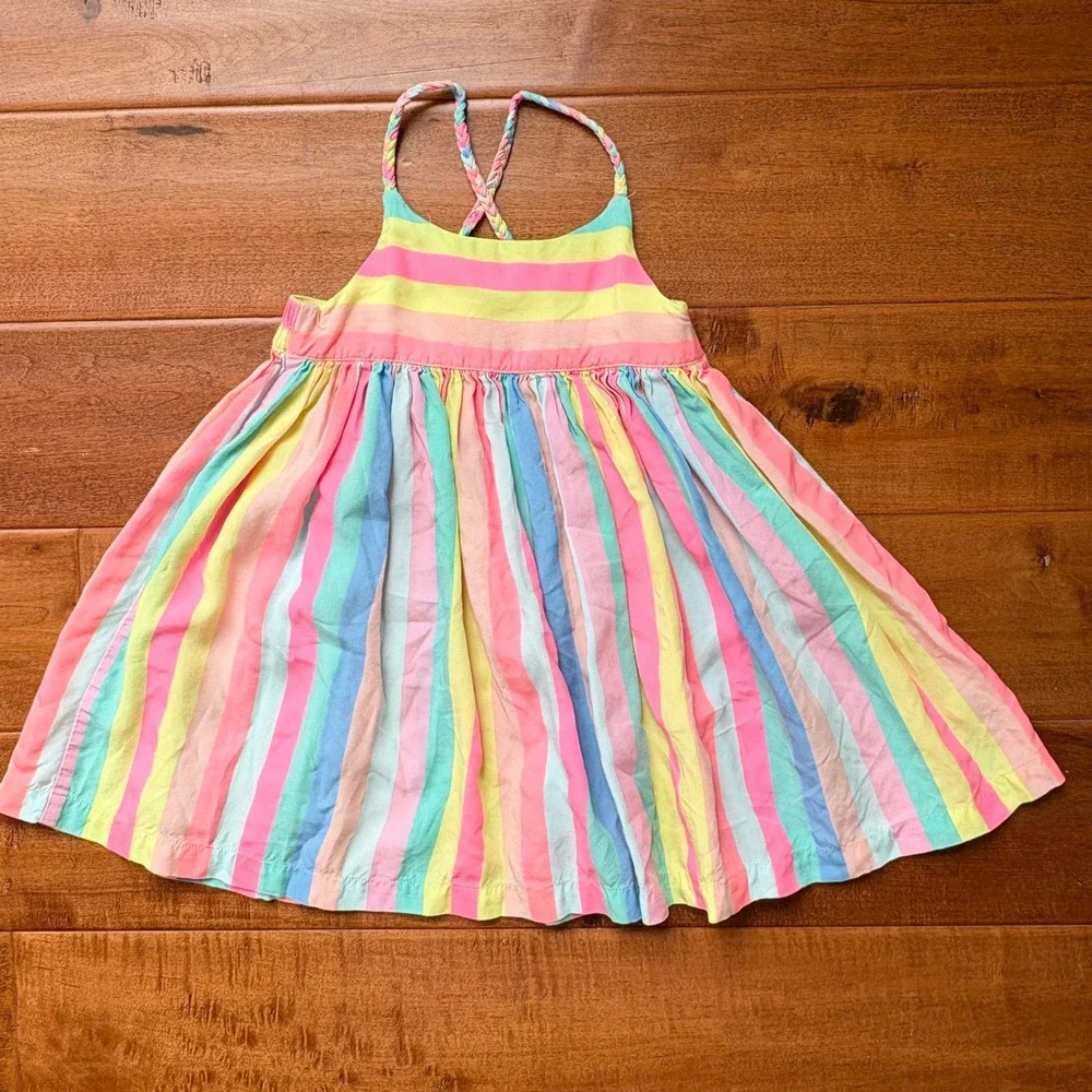 OshKosh B'gosh Sundress Striped Braided Straps, Girls 18M Multicolor